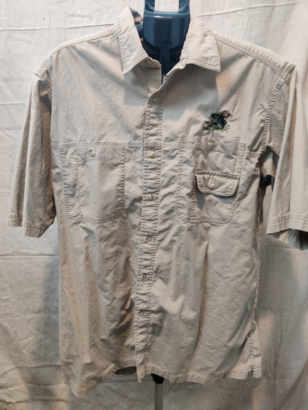 Vintage RedHead Shirt Men's Size XL Button Up Short Sleeve Khaki Tan Embroidered